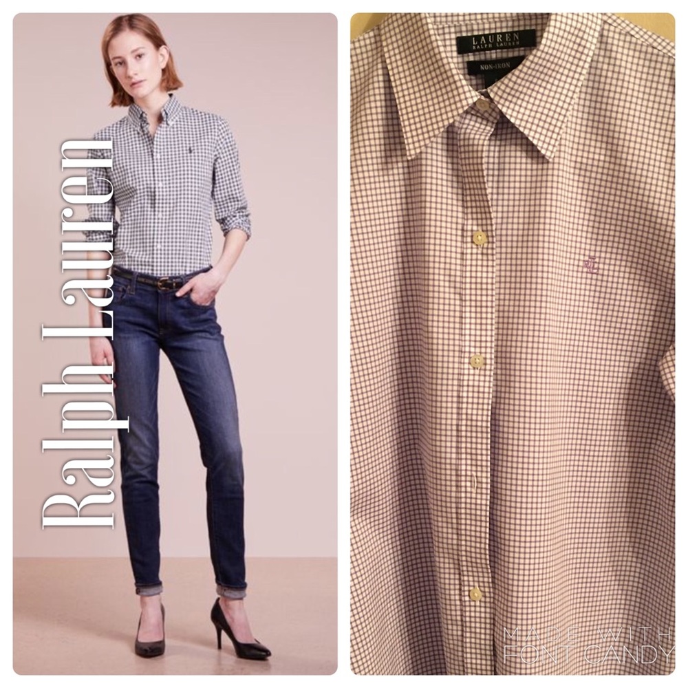 Ralph Lauren Purple Gingham Button Down Shirt